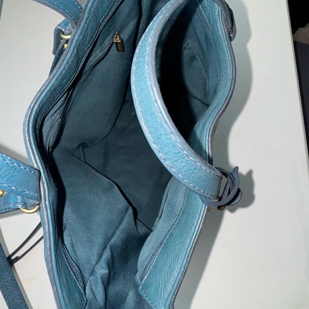 Fossil Teal Leather Tote Bag - Picture 2 of 6